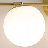 3-Light Modern Round Glass Brass LED Vanity Lights Image - 14