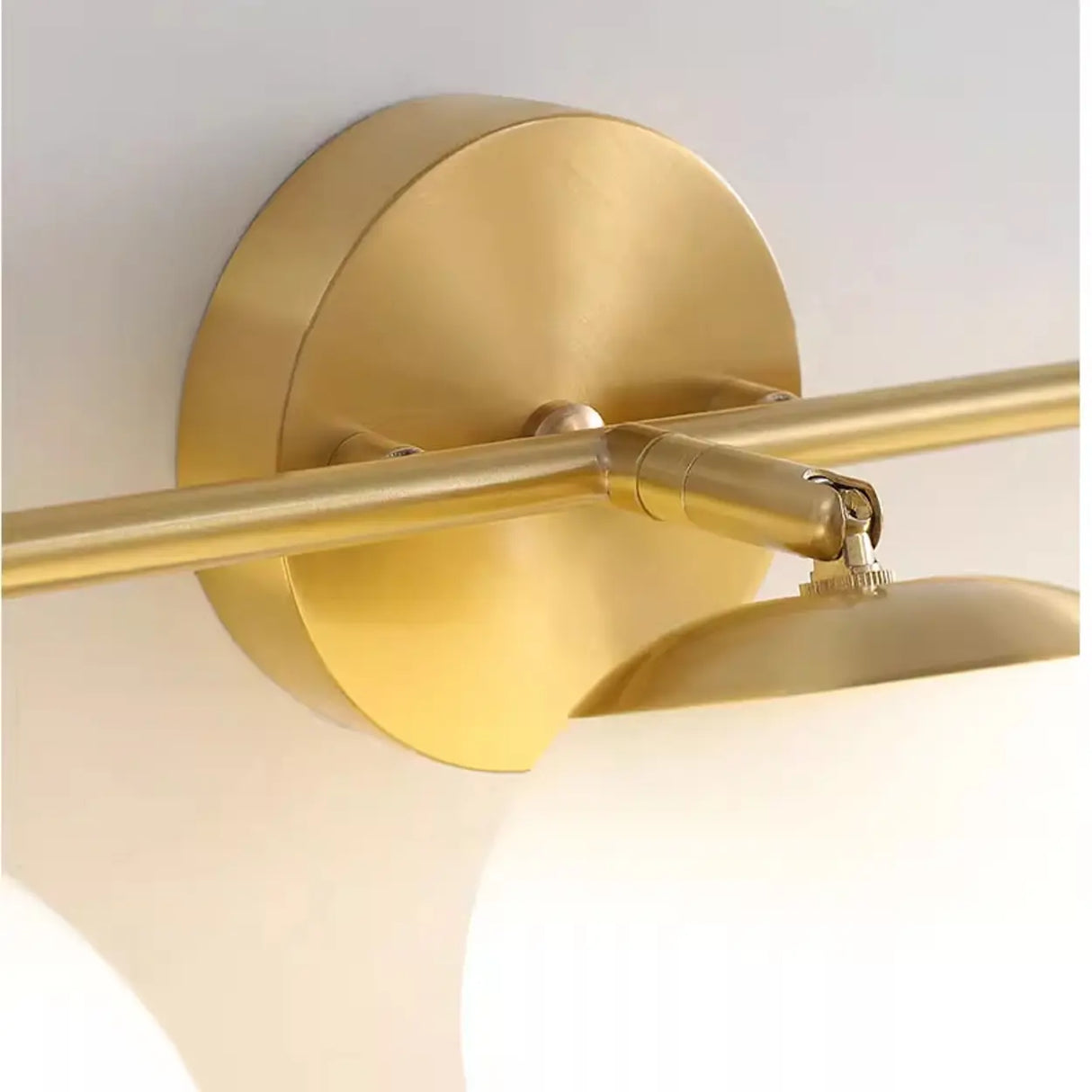 3-Light Modern Round Glass Brass LED Vanity Lights Image - 15