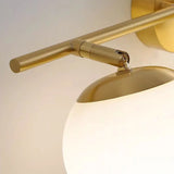 3-Light Modern Round Glass Brass LED Vanity Lights Image - 16