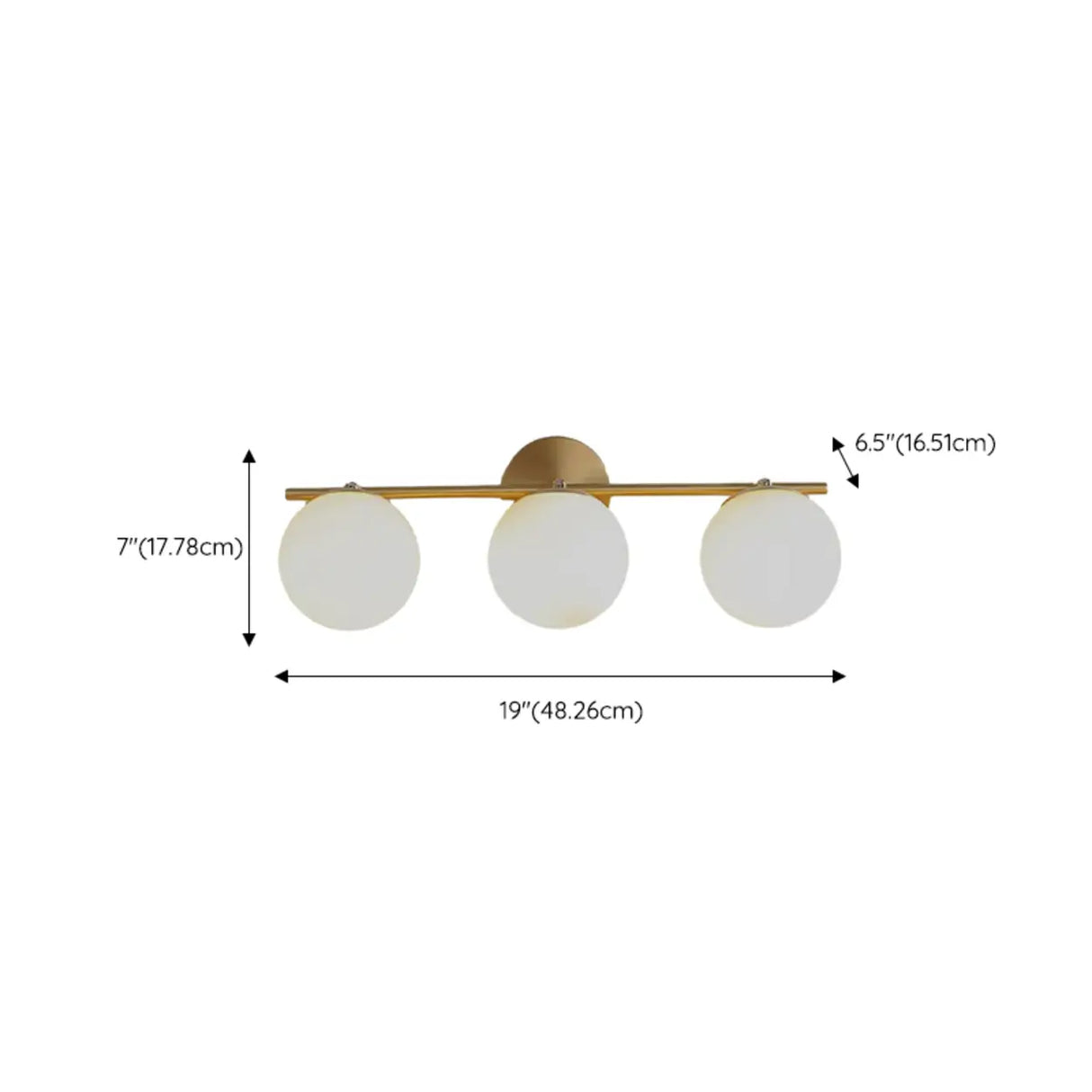 3-Light Modern Round Glass Brass LED Vanity Lights Image - 18