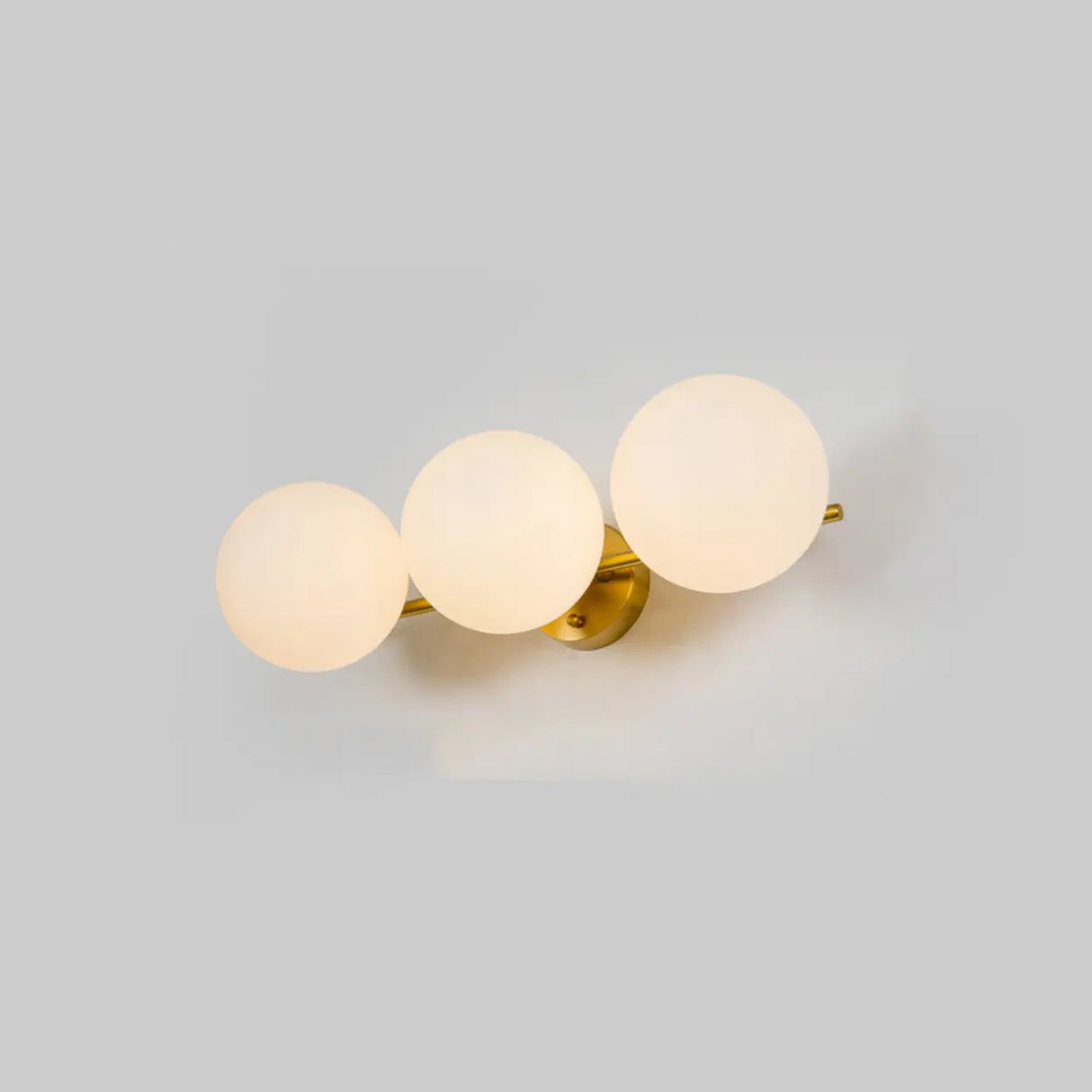 3-Light Modern Round Glass Brass LED Vanity Lights Image - 7