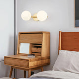 3-Light Modern Round Glass Brass LED Vanity Lights Image - 8