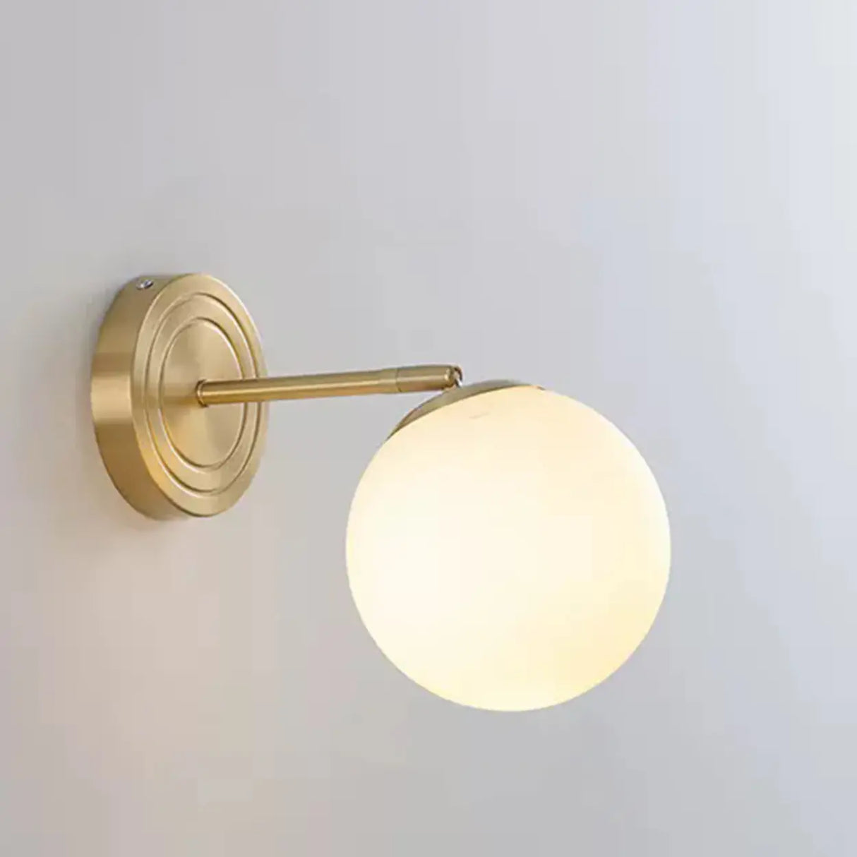 3-Light Modern Round Glass Brass LED Vanity Lights Image - 9