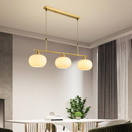 3-Light Modern Round Gold Frame Island Pendant Light Image - 1