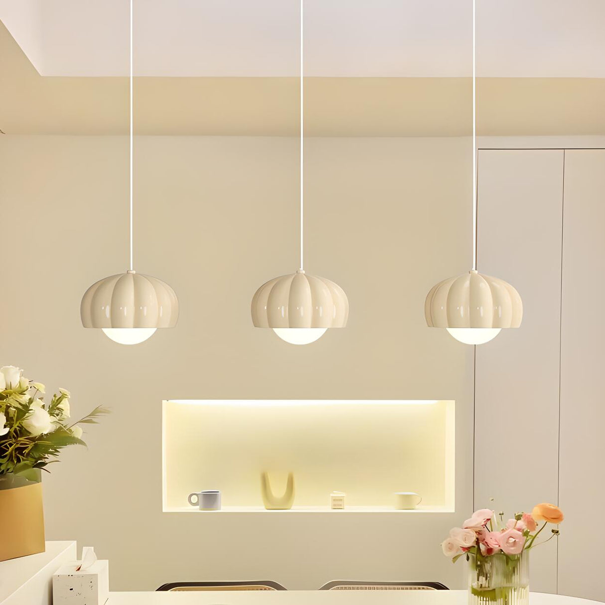 3-Light Modern Rounded Dome Design Island Light Set Image - 1