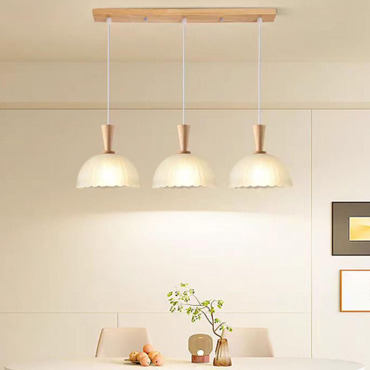 3-Light Modern Scalloped Dome Island Pendant Light Image - 1