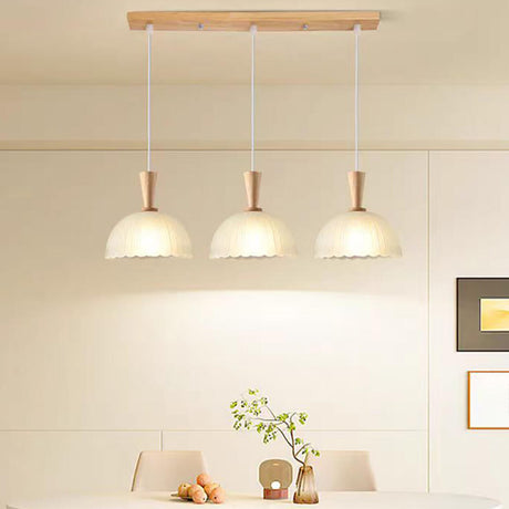 3-Light Modern Scalloped Dome Island Pendant Light Image - 1