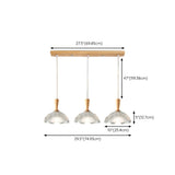 3-Light Modern Scalloped Dome Island Pendant Light #size