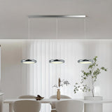 3-Light Modern Sliver Disc LED Island Pendant Light Image - 1