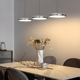 3-Light Modern Sliver Disc LED Island Pendant Light Image - 3