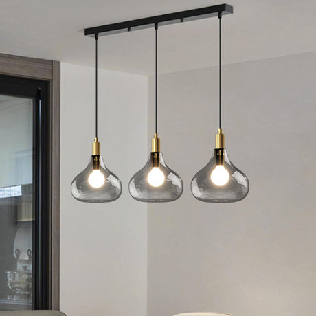 3-Light Modern Smoked Geometric Island Pendant Light Image - 1