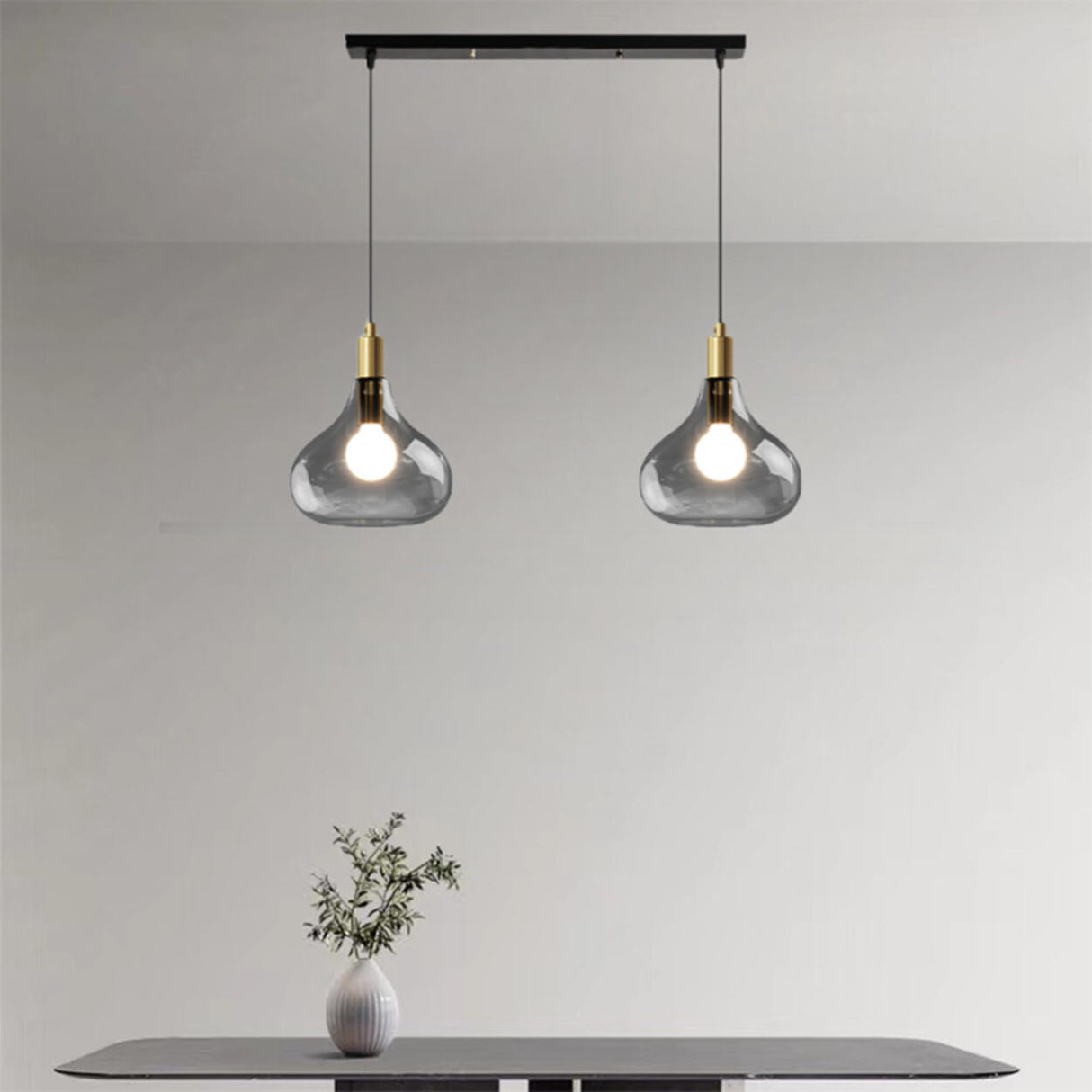 3-Light Modern Smoked Geometric Island Pendant Light Image - 5