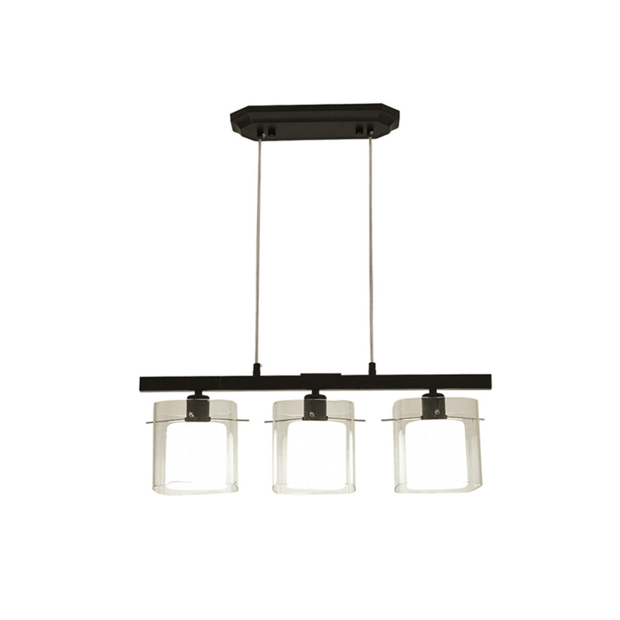 3-Light Modern Square Glass Island Pendant Light Image - 10