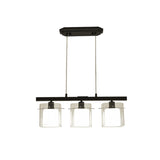 3-Light Modern Square Glass Island Pendant Light Image - 10