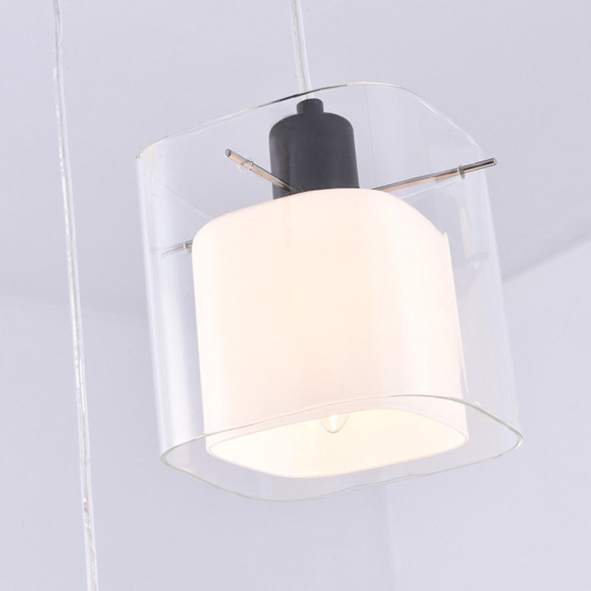 3-Light Modern Square Glass Island Pendant Light Image - 11