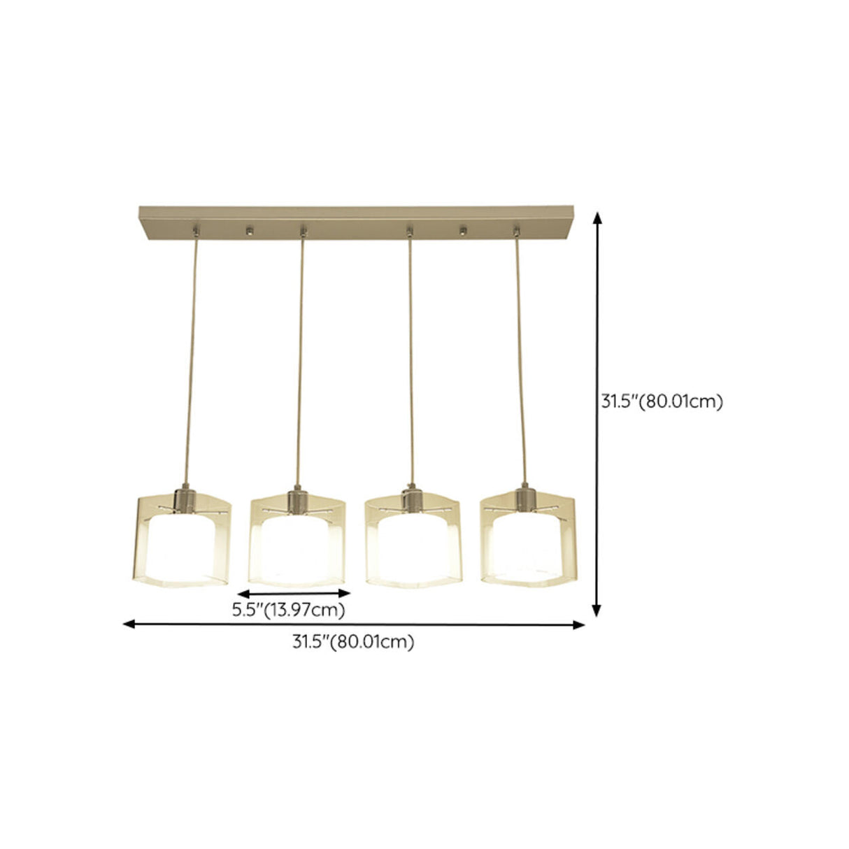 3-Light Modern Square Glass Island Pendant Light Image - 15