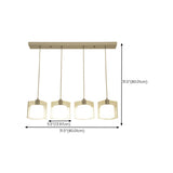 3-Light Modern Square Glass Island Pendant Light Image - 15