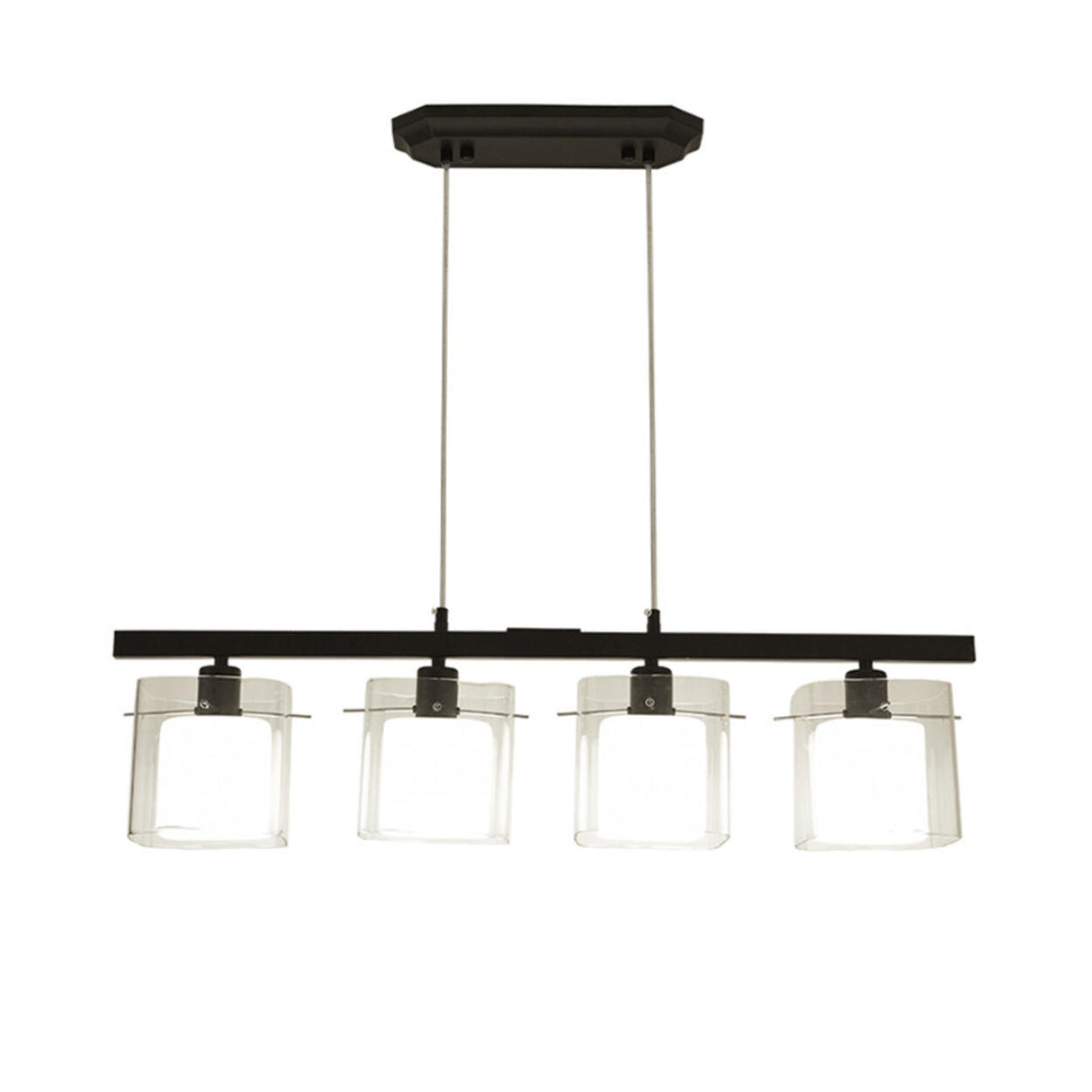 3-Light Modern Square Glass Island Pendant Light Image - 2