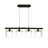 3-Light Modern Square Glass Island Pendant Light Image - 2