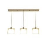 3-Light Modern Square Glass Island Pendant Light Image - 3