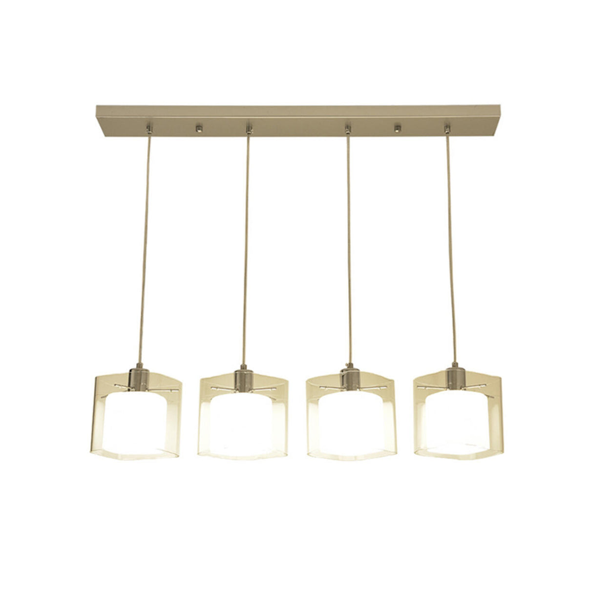 3-Light Modern Square Glass Island Pendant Light Image - 5