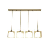 3-Light Modern Square Glass Island Pendant Light Image - 5