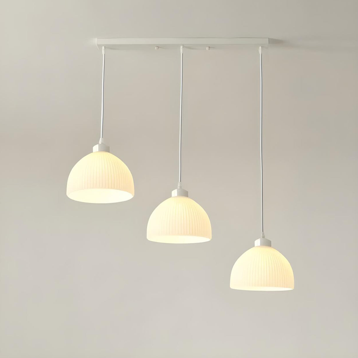 3-Light Modern White Dome LED Island Pendant Light Image - 4