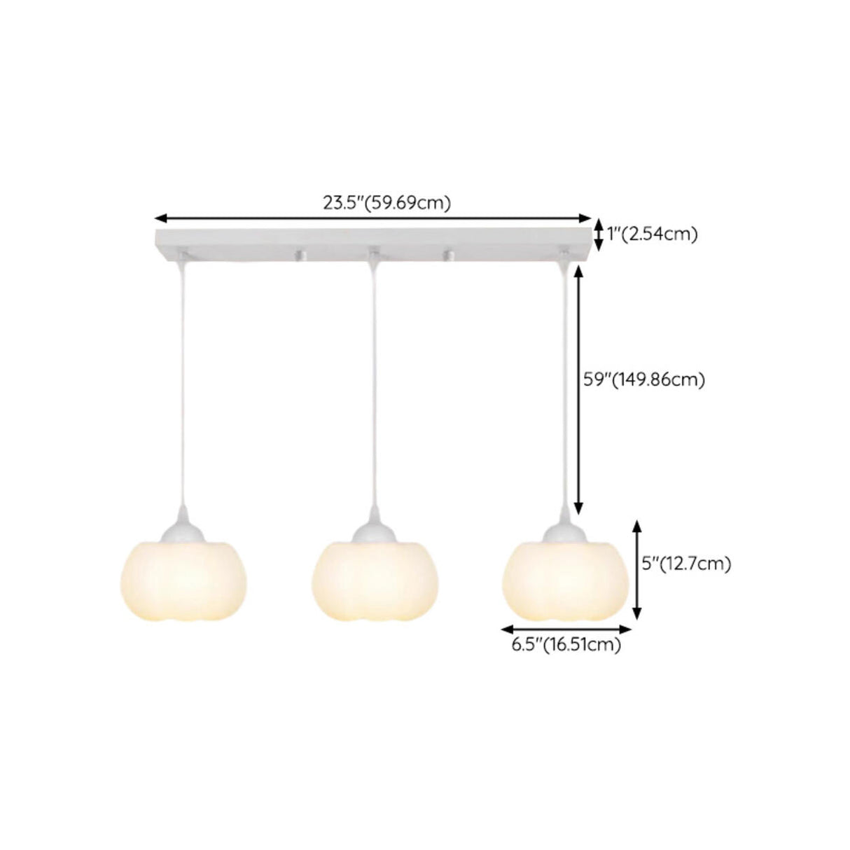 3-Light Modern White Pumpkin Island Hanging Light 