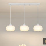 3-Light Modern White Pumpkin Island Hanging Light Image - 3