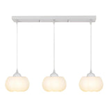 3-Light Modern White Pumpkin Island Hanging Light Image - 5