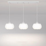 3-Light Modern White Pumpkin Island Hanging Light Image - 6