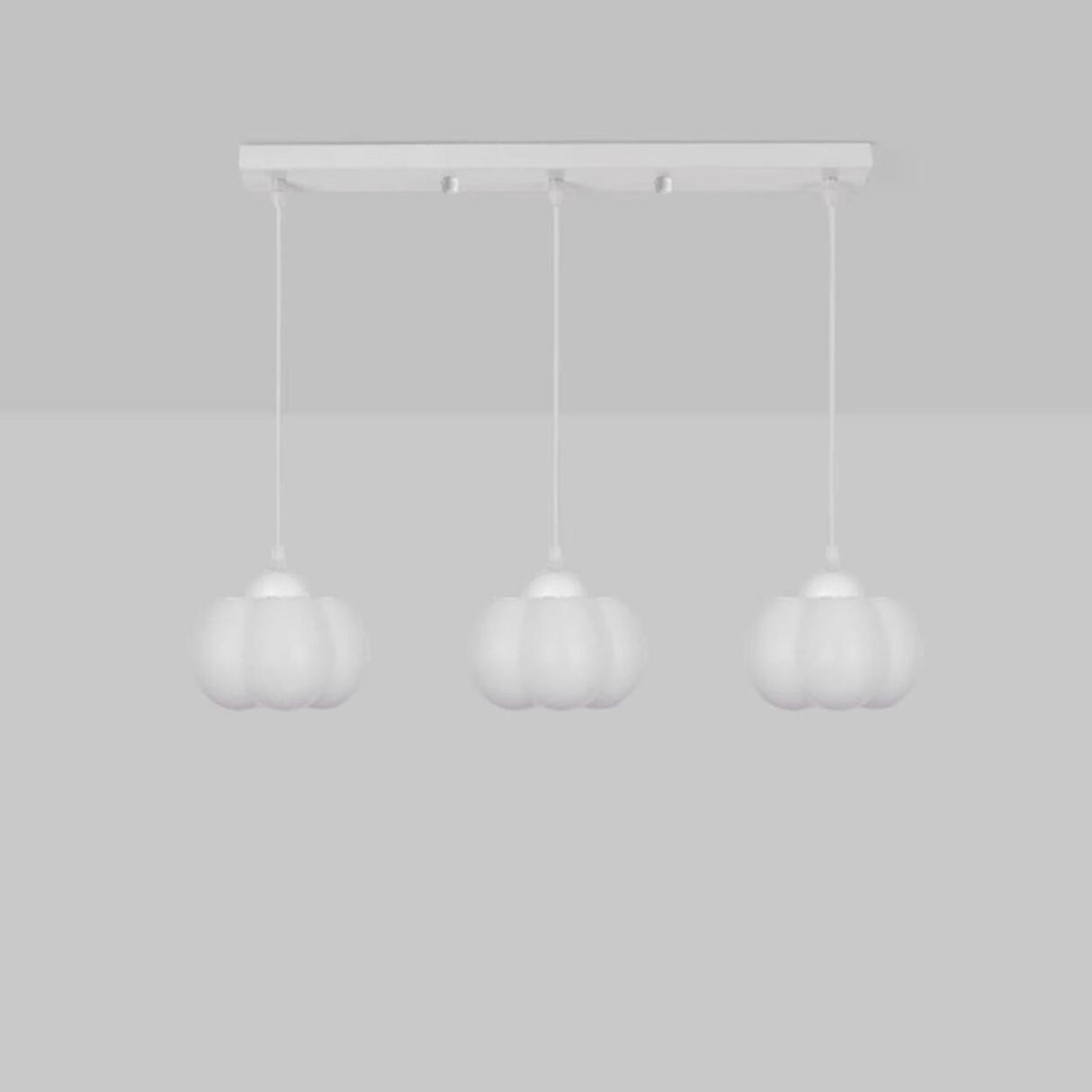 3-Light Modern White Pumpkin Island Hanging Light Image - 7