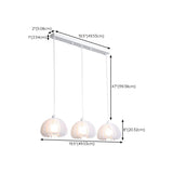 3-Light Modern White Pumpkin Island Pendant Light #size