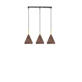 3-Light Modern Wood-color Cone Metal Island Light Image - 2