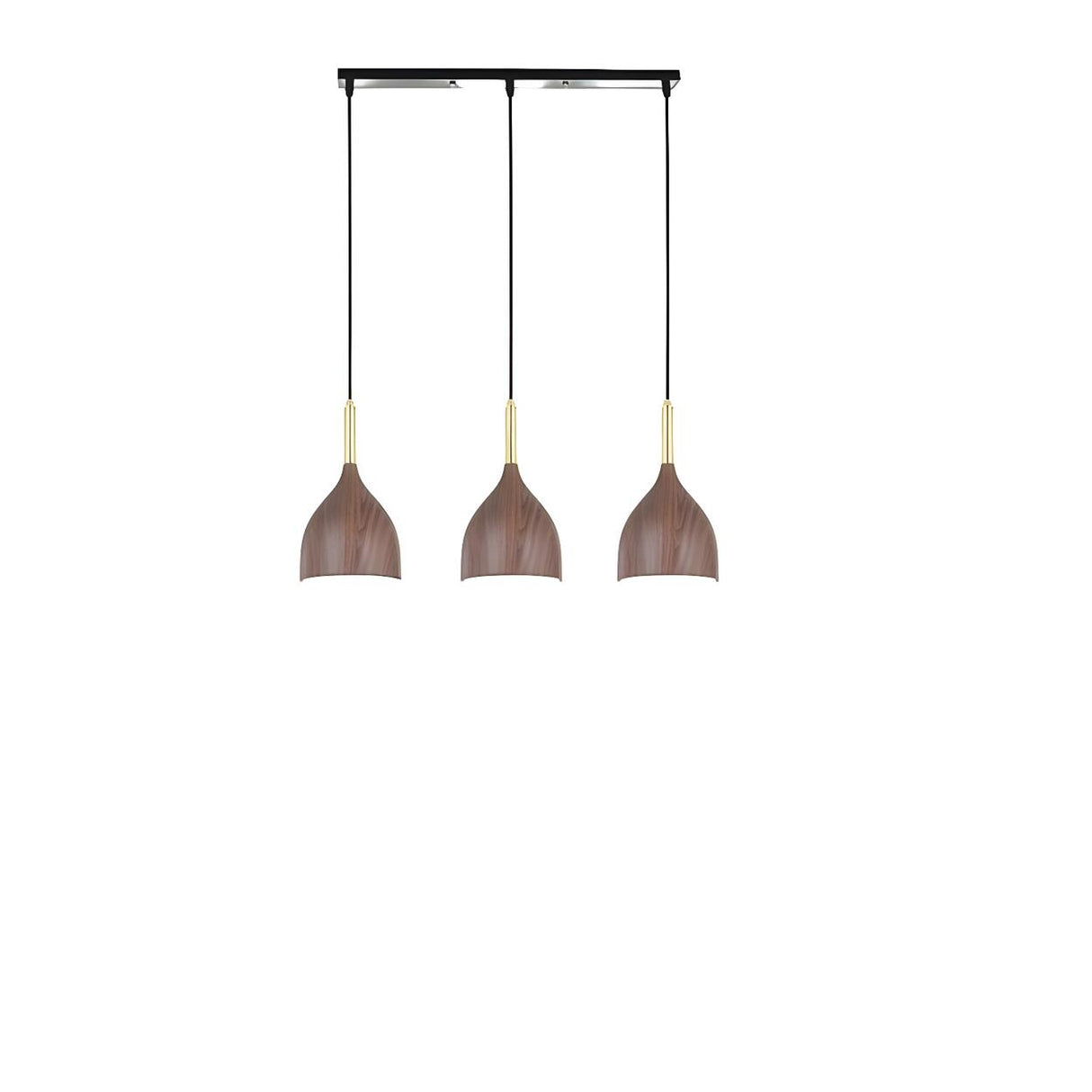 3-Light Modern Wood-color Cone Metal Island Light Image - 5