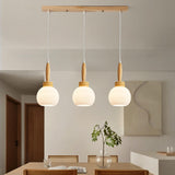 3-Light Modern Wooden Globe Island Pendant Light Image - 1