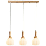 3-Light Modern Wooden Globe Island Pendant Light Image - 5