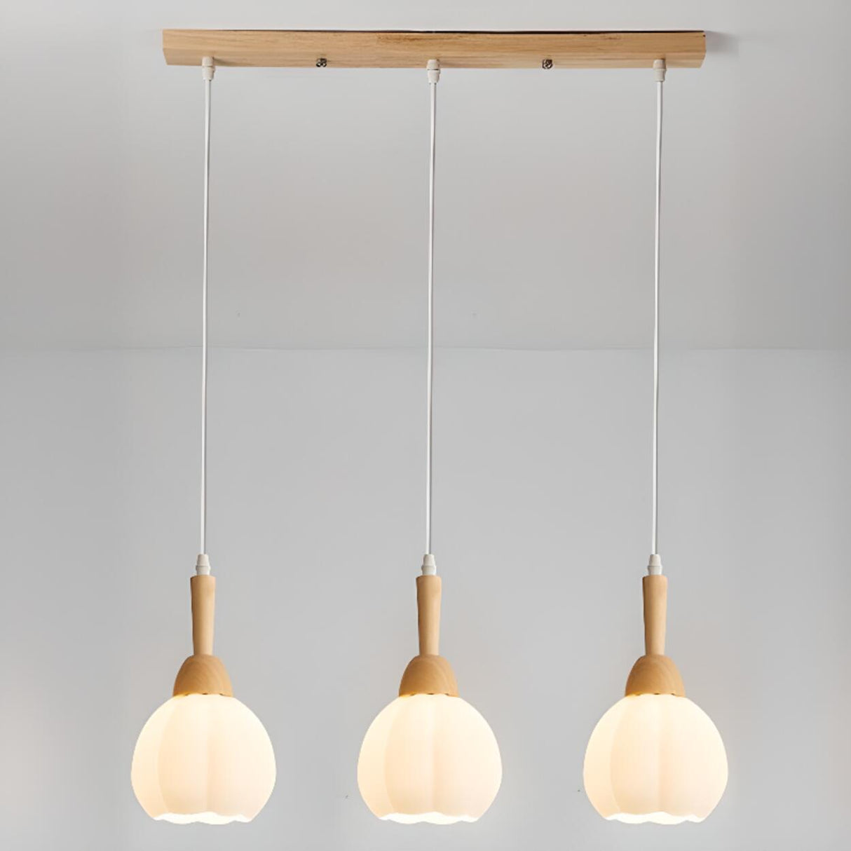 3-Light Modern Wooden Globe Island Pendant Light Image - 7