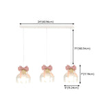 3-Light Modish Pink Bows Crystal Island Pendant Light #size