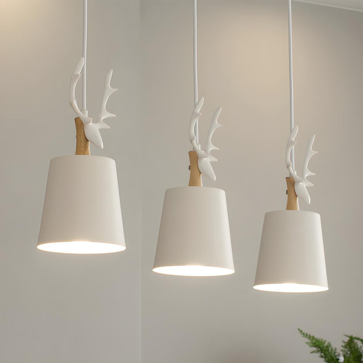 3-Light Nordic Antler Detail Island Pendant Light Image - 6