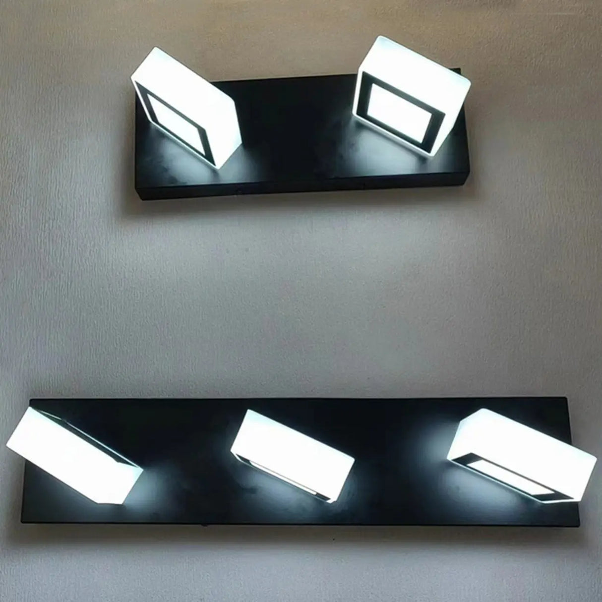 3-Light Rotatable Modern Square LED Black Vanity Light Image - 5