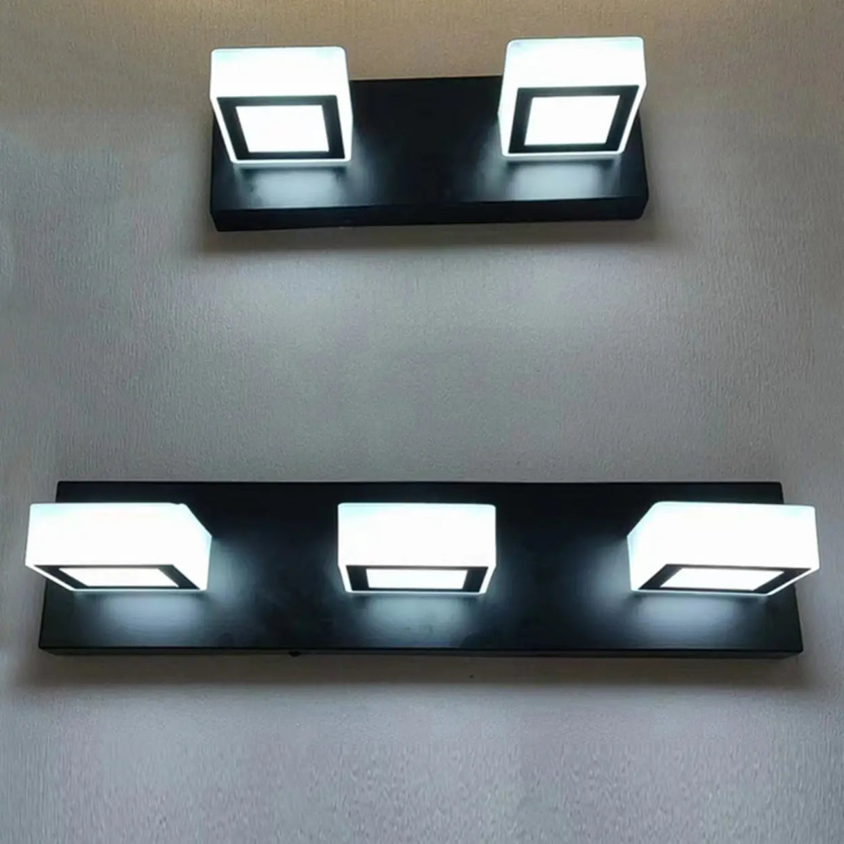 3-Light Rotatable Modern Square LED Black Vanity Light Image - 6