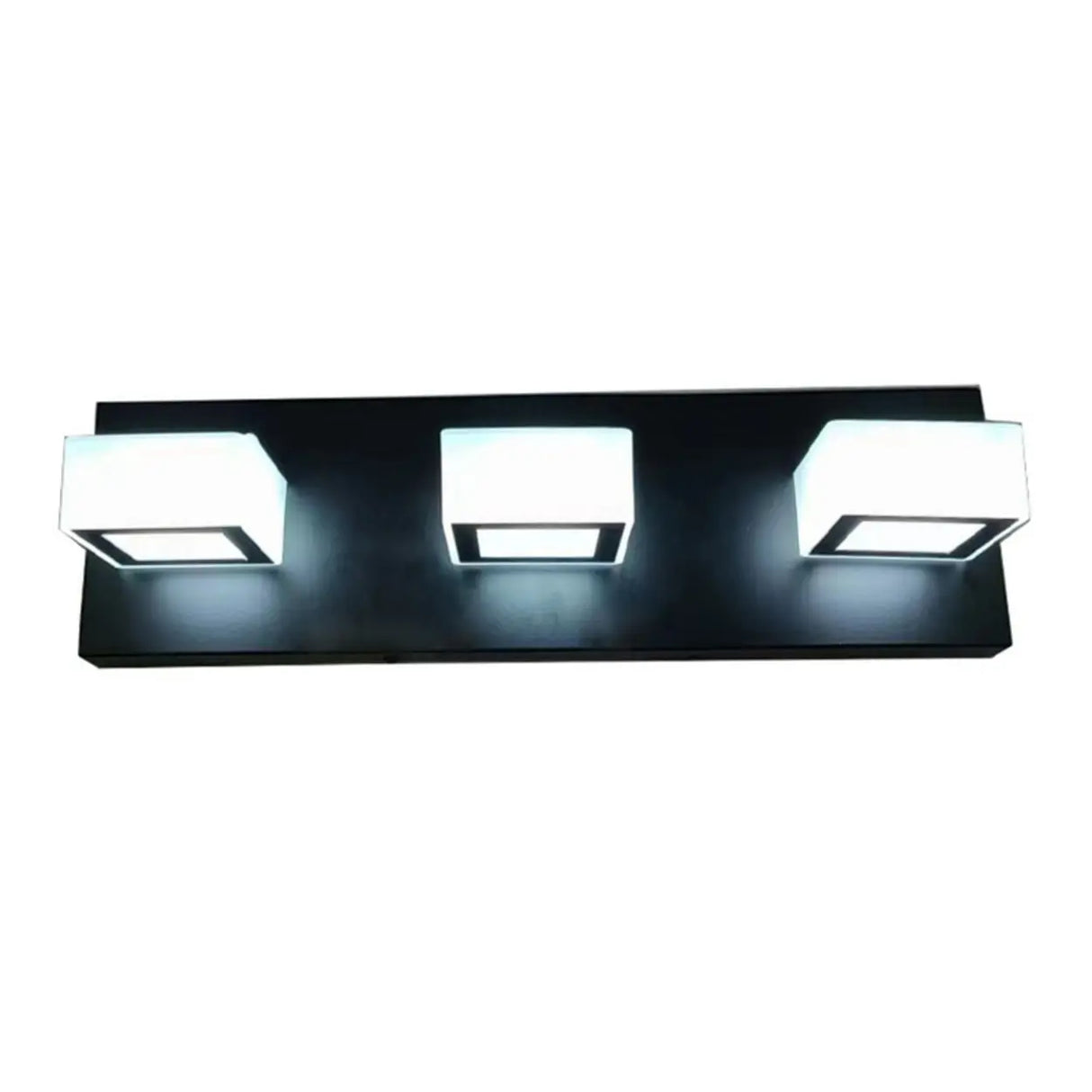 3-Light Rotatable Modern Square LED Black Vanity Light Image - 7