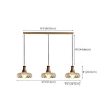 3-Light Rustic Glass Dome Walnut Island Pendant Light Image - 16