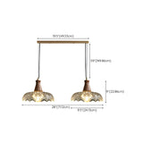 3-Light Rustic Glass Dome Walnut Island Pendant Light Image - 17