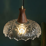 3-Light Rustic Glass Dome Walnut Island Pendant Light Image - 9