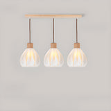 3-Light Scandinavian Petal Wooden Island Ceiling Light Image - 2