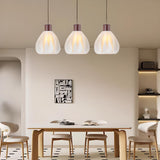 3-Light Scandinavian Petal Wooden Island Ceiling Light Image - 5