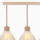 3-Light Scandinavian Petal Wooden Island Ceiling Light Image - 7