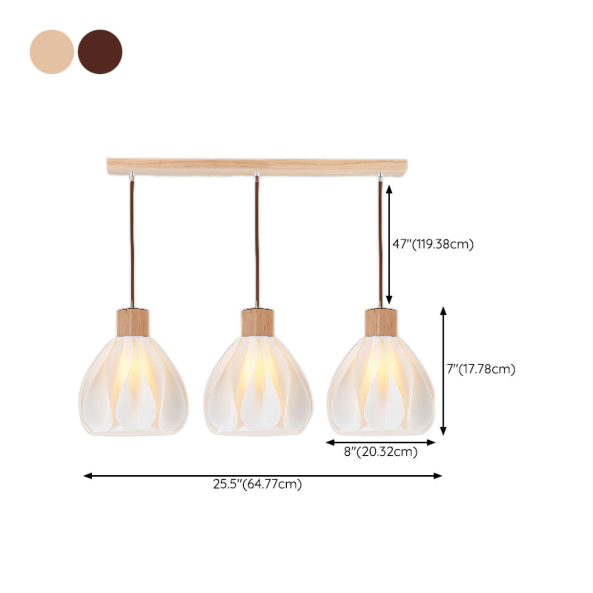 3-Light Scandinavian Petal Wooden Island Ceiling Light 